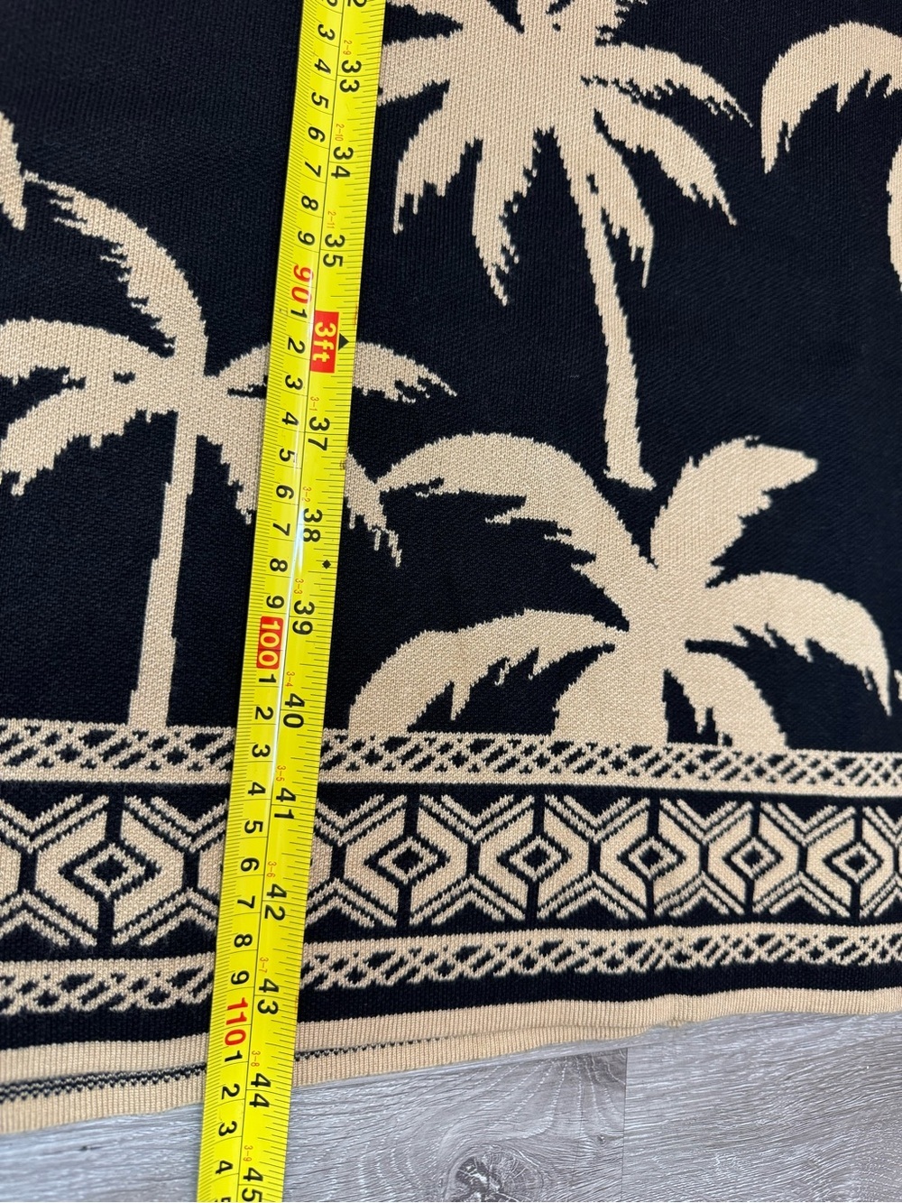 J.McLaughlin Palm Print Sleeveless Dress XS Black Tan Resort Knit Midi - Picture 9 of 12